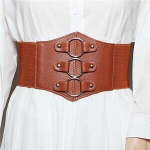 Wide Elastic Waist Belt – Stretch Cinch Belt with Snap Closure for Dresses